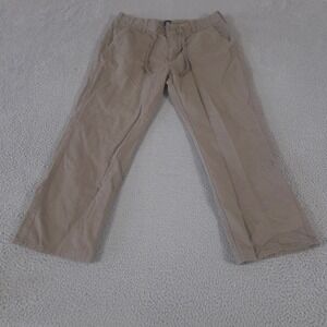 Gap Pants Men 34x29 Grey Straight Leg Cotton Linen Drawstring Waist Casual Chino